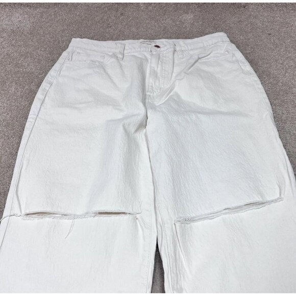 Universal Thread Vintage Straight Jeans Ivory Distressed Pockets Size 14 Short - Picture 6 of 13